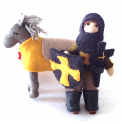 PAPOOSE - felt knight & horse set, yellow